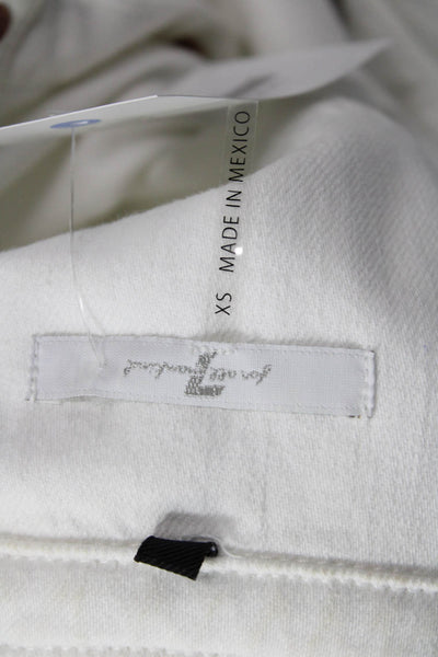 7 For All Mankind Womens Cotton Collared Distressed Detail Dress White Size XS