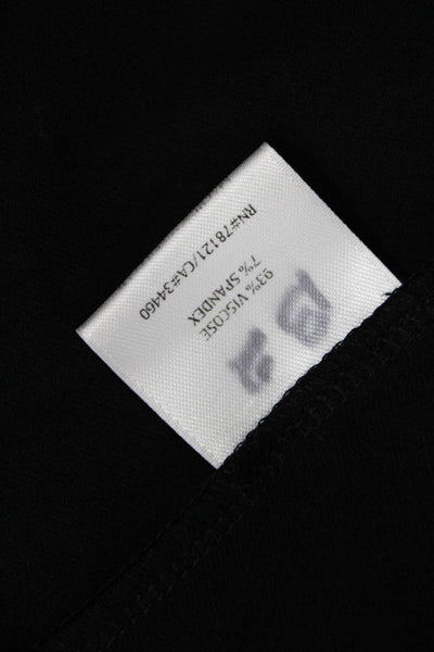 Eileen Fisher Womens Stretch V-Neck 3/4 Sleeve Midi Dress Black Size XS