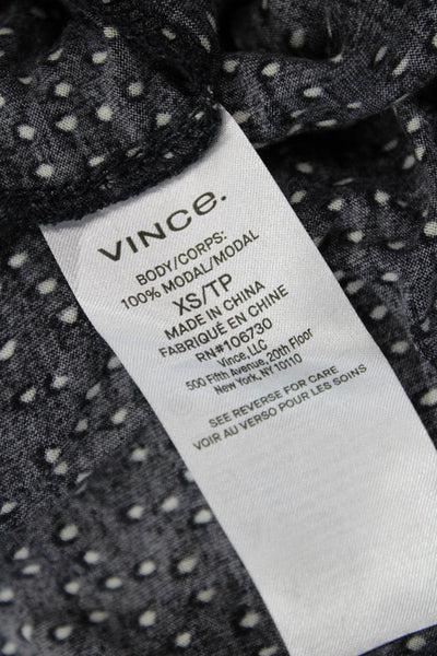 Vince Womens Polka Dot Stretch Mock Neck Long Sleeve Blouse Blue Size XS