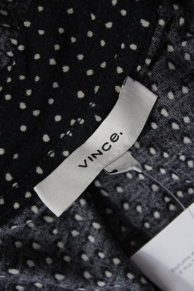 Vince Womens Polka Dot Stretch Mock Neck Long Sleeve Blouse Blue Size XS