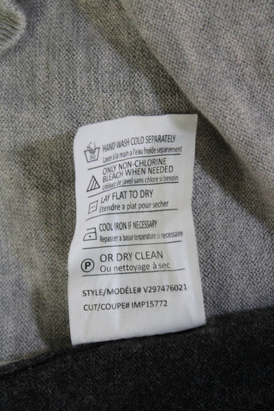 Vince Womens Merino Wool Color Block V-Neck Knit Pullover Sweater Gray Size XS