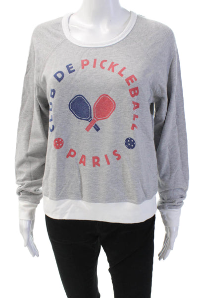 Sundry Womens Long Sleeves Crew Neck Sweatshirt Gray Cotton Size Small