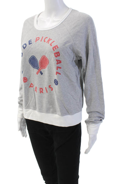 Sundry Womens Long Sleeves Crew Neck Sweatshirt Gray Cotton Size Small