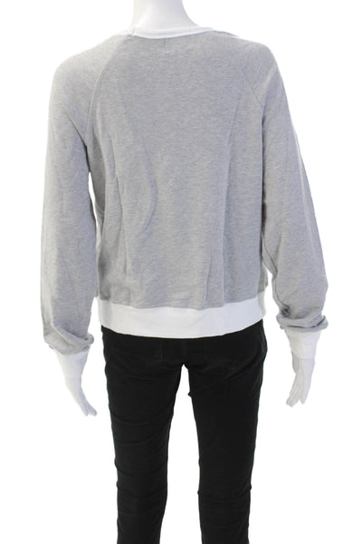 Sundry Womens Long Sleeves Crew Neck Sweatshirt Gray Cotton Size Small