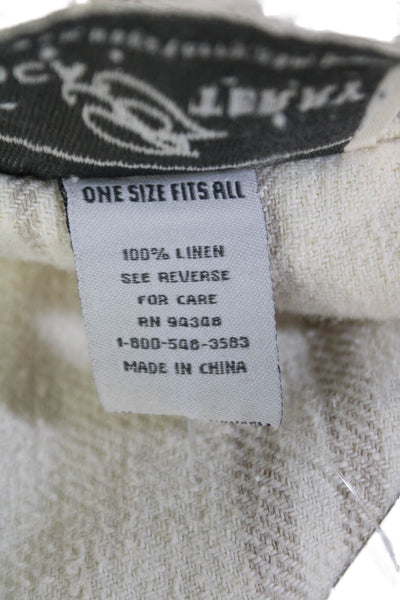 Boca Terry Womens Linen Striped Open Front Coat White Beige Size One Size