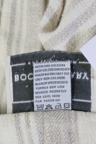 Boca Terry Womens Linen Striped Open Front Coat White Beige Size One Size