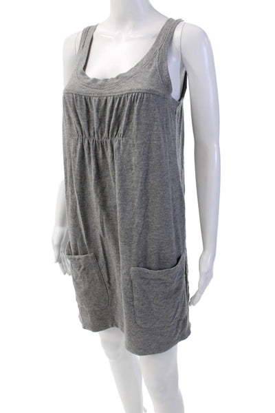 Vince Womens Sleeveless Round Neck Double Pocket Mini Tank Dress Gray Size M