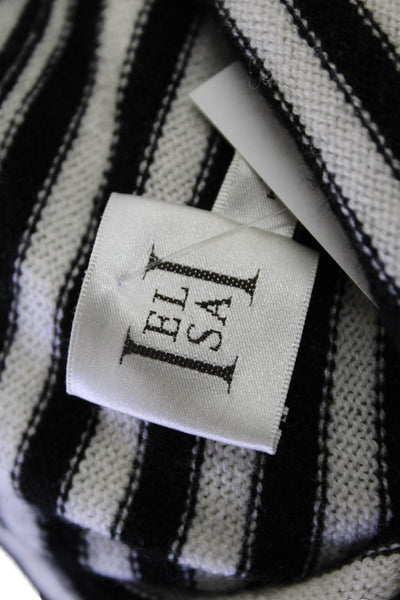 Elsa Womens Long Sleeve Mock Neck Striped Knit Sweater White Black Size Large