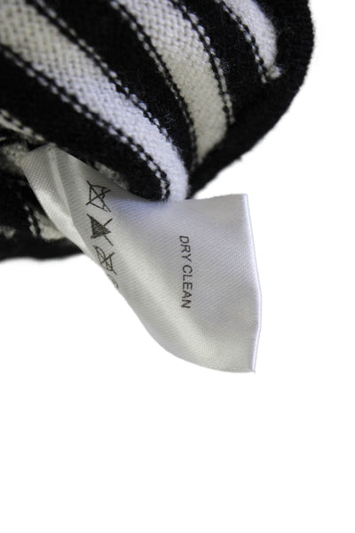 Elsa Womens Long Sleeve Mock Neck Striped Knit Sweater White Black Size Large