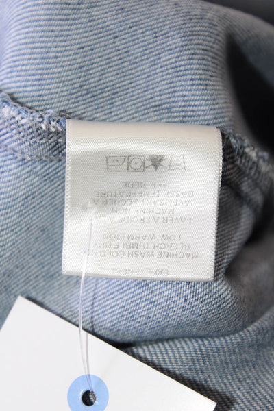 Velvet Womens Button Front Collared Long Sleeve Pocket Shirt Blue Size Small