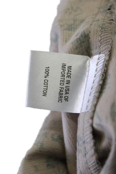 Drew Womens Button Front Collared Floral Corduroy Shirt Brown Green Size Small