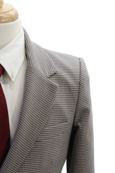MNG Womens Double Breasted Notched Lapel Houndstooth Blazer White Multi Small
