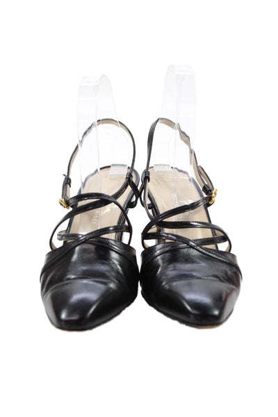 Tanino Crisci Womens Leather Strappy Detail Ankle Buckle Heels Black Size 7.5