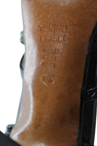 Tanino Crisci Womens Leather Strappy Detail Ankle Buckle Heels Black Size 7.5