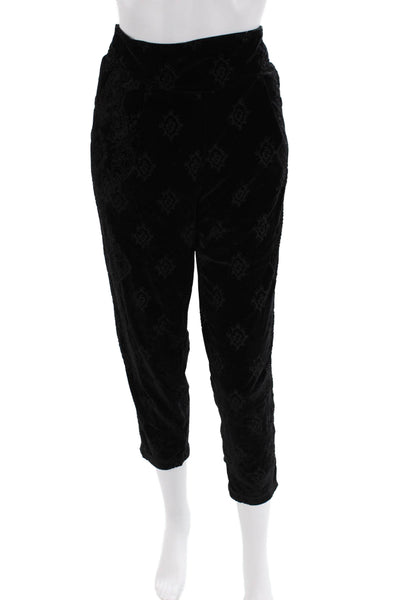 Free People Womens Velvet Pull On High Rise Slim Leg Pants Black Size Small