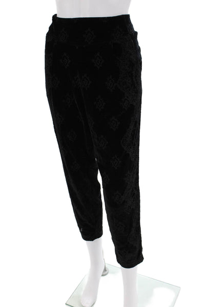 Free People Womens Velvet Pull On High Rise Slim Leg Pants Black Size Small