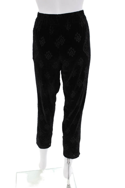 Free People Womens Velvet Pull On High Rise Slim Leg Pants Black Size Small