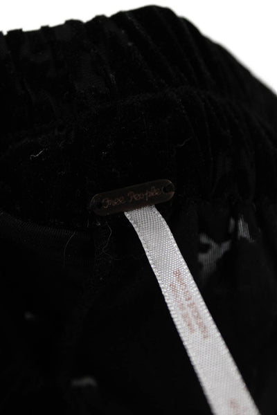 Free People Womens Velvet Pull On High Rise Slim Leg Pants Black Size Small