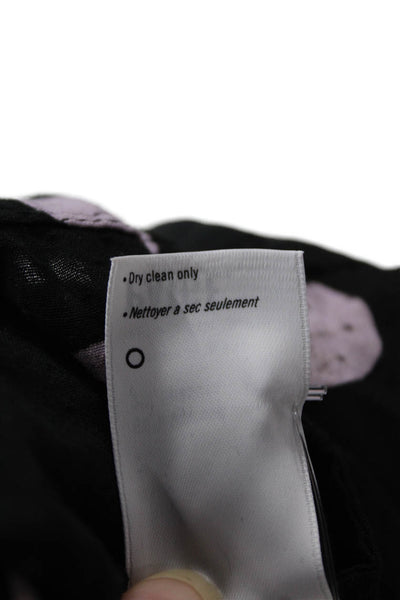 Paige Black Label Womens Polka Dot V Neck Blouse Black Lavender Size Medium
