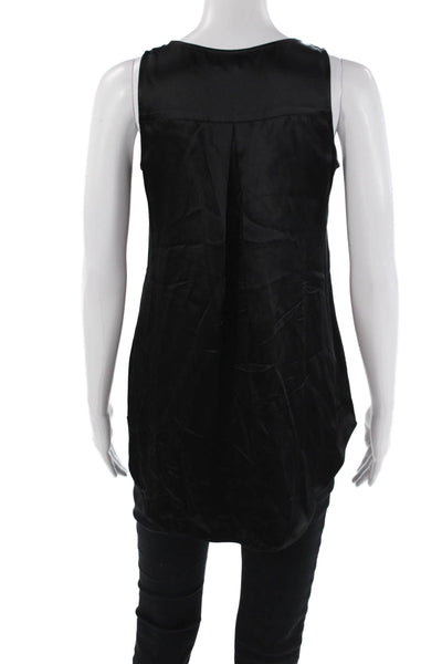 Theory Womens Silk Sleeveless Button-Down Tank Top Solid Black Size PP
