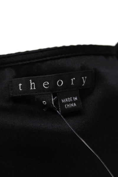 Theory Womens Silk Sleeveless Button-Down Tank Top Solid Black Size PP