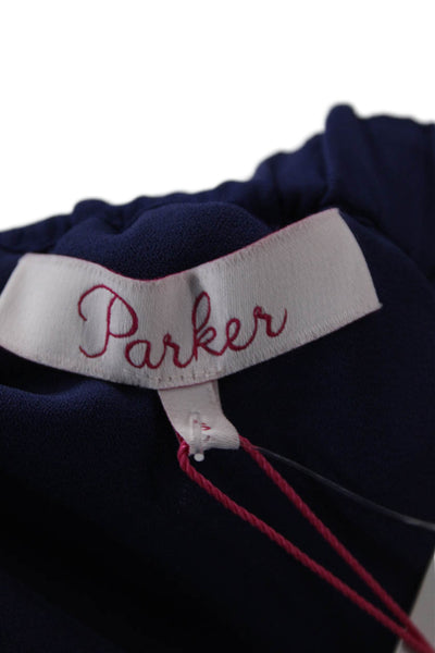 Parker Womens Silk Sleeveless Halter Neck Stretch Tank Top Blue Size S