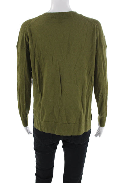 J Crew Womens Merino Wool V-Neck Pullover Knit Sweater Green Size XS