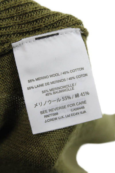 J Crew Womens Merino Wool V-Neck Pullover Knit Sweater Green Size XS