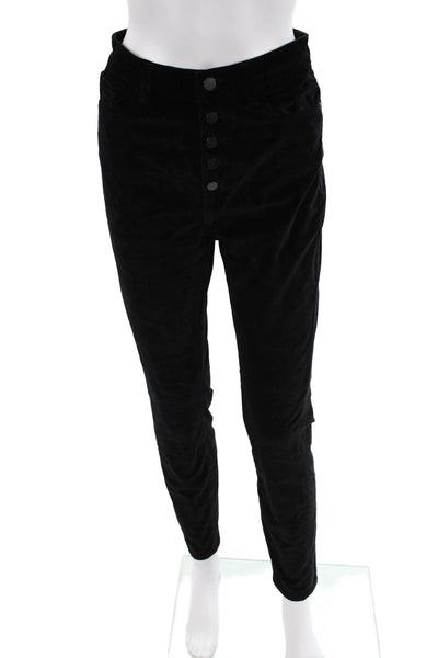 DL1961 Womens Cotton Chrissy High-Rise Buttoned Skinny Pants Black Size 27