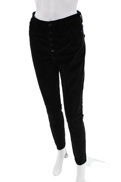 DL1961 Womens Cotton Chrissy High-Rise Buttoned Skinny Pants Black Size 27