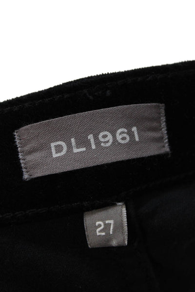 DL1961 Womens Cotton Chrissy High-Rise Buttoned Skinny Pants Black Size 27