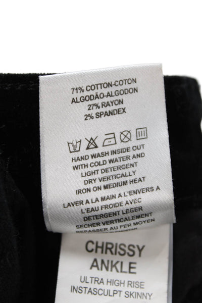 DL1961 Womens Cotton Chrissy High-Rise Buttoned Skinny Pants Black Size 27
