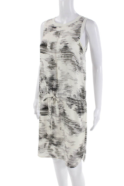 Vince Womens Silk Abstract Print Round Neck Sleeveless Dress White Size XS