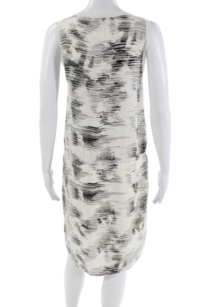 Vince Womens Silk Abstract Print Round Neck Sleeveless Dress White Size XS