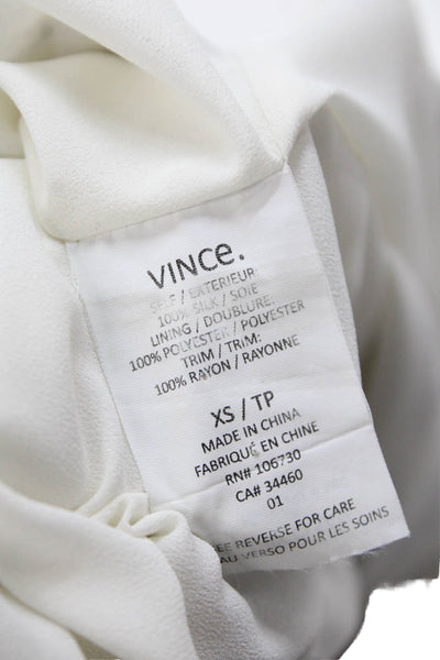 Vince Womens Silk Abstract Print Round Neck Sleeveless Dress White Size XS