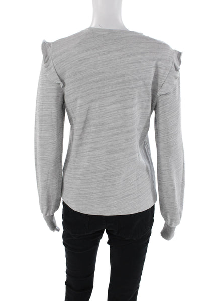 Lilla P Womens Cotton Blend Ruffle Detail Pullover Sweatshirt Top Gray Size S