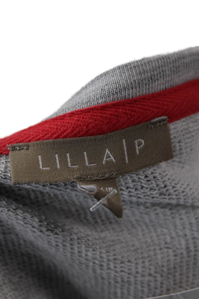Lilla P Womens Cotton Blend Ruffle Detail Pullover Sweatshirt Top Gray Size S