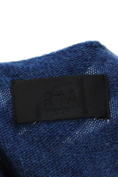 RtA Womens Wool Blend Knit Distressed Open Front Cardigan Sweater Blue Size XXS