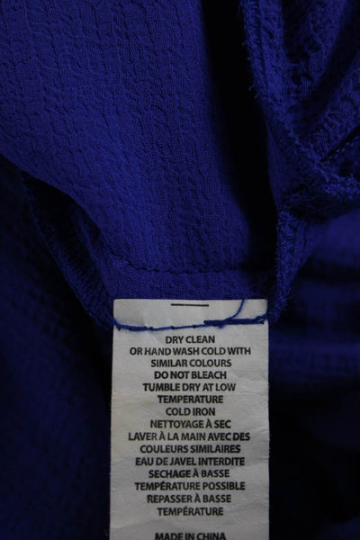 Ramy Brook Womens Sleeveless Smocked Waist Pom Pom Trim Top Blue Size S