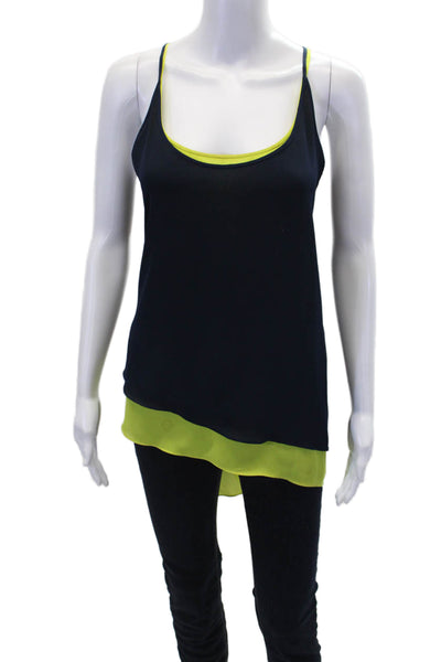 BCBG Max Azria Womens Round Neck High Low Tank Top Blouse Green Blue Size M
