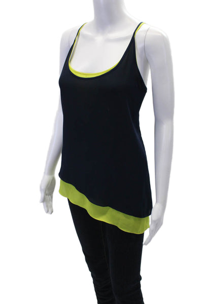 BCBG Max Azria Womens Round Neck High Low Tank Top Blouse Green Blue Size M