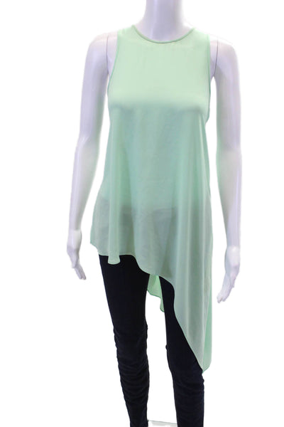BCBG Max Azria Womens Round Neck Back Buttoned Tank Top Blouse Mint Green Size S