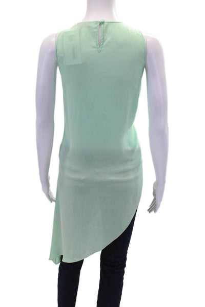 BCBG Max Azria Womens Round Neck Back Buttoned Tank Top Blouse Mint Green Size S