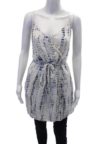 Bella Dahl Womens Tie Dye Striped Tied Sleeveless V-Neck Tank Top White Size M