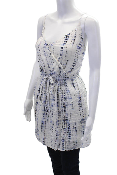Bella Dahl Womens Tie Dye Striped Tied Sleeveless V-Neck Tank Top White Size M