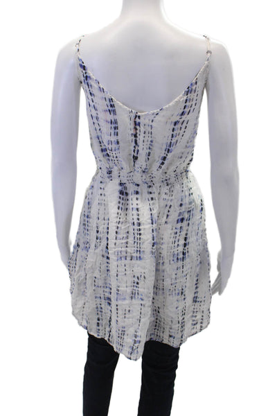 Bella Dahl Womens Tie Dye Striped Tied Sleeveless V-Neck Tank Top White Size M