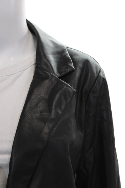 BB Dakota Womens Faux Leather Single Button Coat Black Size Large