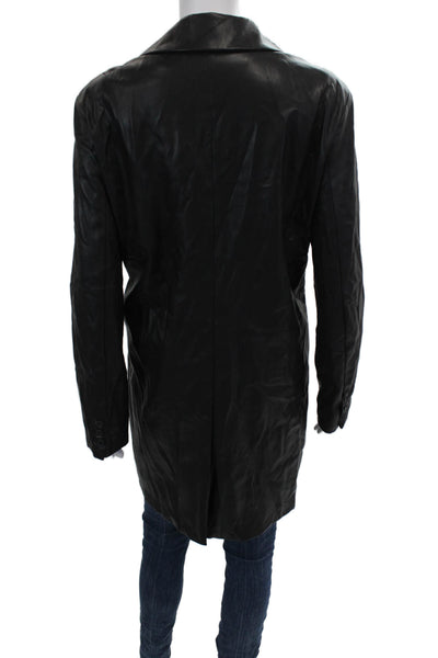 BB Dakota Womens Faux Leather Single Button Coat Black Size Large