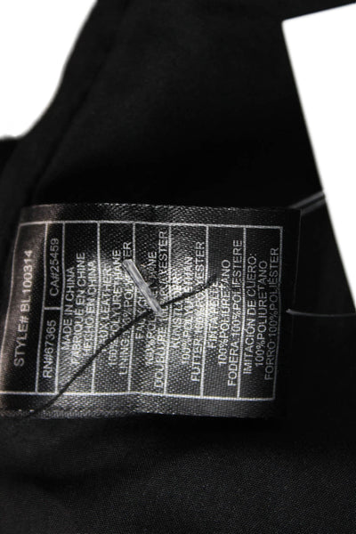 BB Dakota Womens Faux Leather Single Button Coat Black Size Large