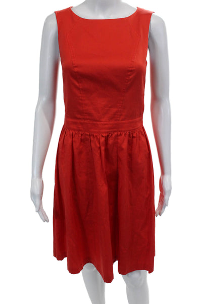 Tara Jarmon Womens Back Zip Sleeveless Scoop Neck Shift Dress Red Size FR 36